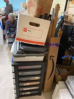 Multi-drawer organizer with cooler, storage boxes and tubes