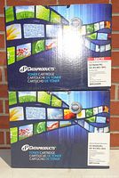 Two boxed Dataproducts black toner cartridges for HP printers with detailed labels visible, showing compatibility and model numbers.