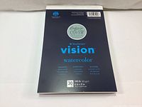 Front cover of the Strathmore Vision watercolor paper pad, showing brand, series, specifications, and customizable cover info.