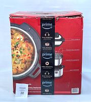 Closed box with red design featuring cooking pot image and branding from Instant Pot Duo Plus Multi-Cooker.