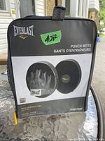 Photo shows front of the Everlast punch mitts packaging with product image and branding.