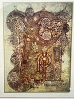 Close-up showing intricate Celtic artwork on the print with circular and knotwork patterns.