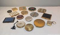 All items closed and arranged flat on table