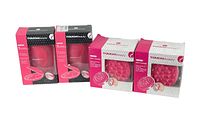 Four boxed TOUCHBeauty items: two electric manicure/pedicure gadgets in pink/black tall boxes and two body slimmers in white/pink square boxes.
