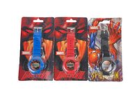 Front view of three vintage Marvel digital wristwatches still sealed on original packaging showing Daredevil and Spider-Man designs with colorful bands and character art.