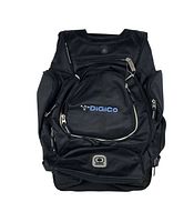Front view of black Ogio backpack with embroidered Digico logo on front pocket and multiple zippered compartments.