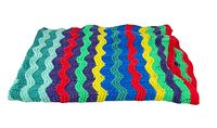 Folded Crochet Blanket showing multicolor zigzag striped pattern