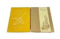 Yellow L Bay branded vintage stockings box, closed.