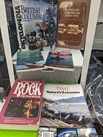 Books laid out showing titles and covers representing various non-fiction topics.