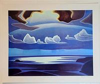 Full view of the Lawren Harris North Shore Lake Superior lithograph print showing artist signature and number.