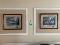 Two Ken Zylla framed nature scene prints hung on a wall, showcasing the artwork and frames.