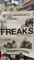 The full movie poster displaying the title, Tod Browning's 1932 classic 'Freaks', and imagery of the cast.