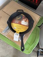 Photo of the cast iron skillet from above showing overall shape and size.