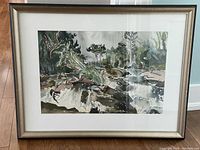 Framed watercolour painting showing full artwork and frame, capturing the overall appearance and condition including frame wear.
