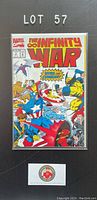 Front cover photo of The Infinity War issue #2 comic book sealed in protective bag and board.