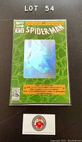 Front cover of the Spiderman 30th Anniversary Edition comic book with holographic image, bagged and boarded.