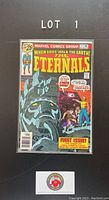 Front cover photo of The Eternals #1 comic book clearly showing vibrant artwork, title, and Marvel branding.
