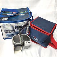 Soft coolers and new soap holder shown together to depict entire lot.