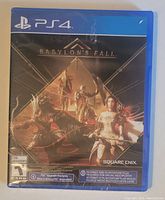 Front cover of Babylon's Fall PS4 game showing title, cover art, and rating information