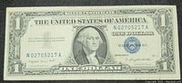 Front side of the 1957A US $1 Silver Certificate with George Washington portrait.