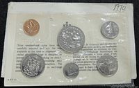 Photo of 1970 Canada Mint sealed uncirculated six coin set in original packaging showing obverse sides