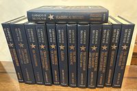 Image showing all 13 volumes of the Campaigns of the Civil War series, with dark blue hardcover bindings, gold and silver embossed text.