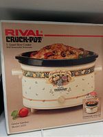 Box of Rival Crockpot 5 Quart Slow Cooker Green Garden Model 2355 with removable stoneware, unopened