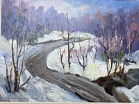 Full view of the oil painting in frame showing the entire artwork