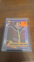 Front side of the Alex Ovechkin rookie hockey trading card showing player image and details.