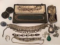 Overview of all jewelry items laid out on white background