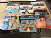 Photo showing a selection of the vinyl LP covers including Elvis Presley, Kenny Rogers, and Dean Martin.