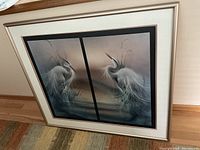 Full view of the custom framed artwork showing both prints side by side, double matted with linen-wrapped matting and brushed gold metal frame.