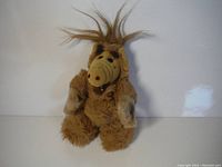 Front view of vintage ALF finger puppet showing detailed facial features and faux hair strands