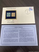 Photo of the entire 1989 First Day of Issue set with both stamps and historical info card, showing postmark dated Nov 10, 1989, Washington D.C.