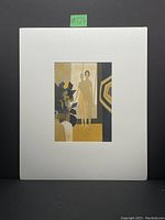 Full view of lithograph matted in white acid-neutral mat ready for 24x20 frame, shrink-wrapped.