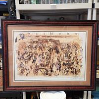 Full view of the framed LeRoy Neiman signed 'Stock Exchange' poster print showing the overall artwork and frame.