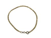 Full view of 7-inch long flat herringbone chain bracelet with spring ring clasp.