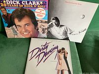 Front covers of all three vinyl LPs: Dick Clark's 20 Years of Rock 'N' Roll, Huey Lewis & the News album, and Dirty Dancing soundtrack.