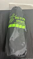 Black carrying bag with bright green logo and text "BIG B PRO SPORTS, Big Ideas, Better Products"