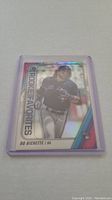 Front side of Bo Bichette rookie card showing him in Blue Jays uniform with 'Rookie Favorites' label and holographic shine.