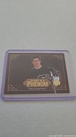 Photo of Sidney Crosby rookie hockey card in protective sleeve, front view showing card face clearly.