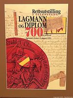 Close-up of the poster showing the text and the red medieval seal on cream background.