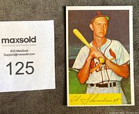 Front side showing Al Schoendienst card with player holding bat, wearing St. Louis Cardinals uniform.