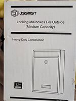 Boxed JSSMST locking mailbox for outside with medium capacity and heavy-duty construction, includes key lock feature.