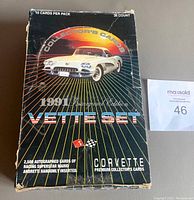 Front view of the 1991 Corvette Collector's Cards box showing the intact box with artwork and branding.