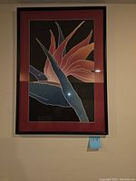 Framed Birds of Paradise art print, front view showing colors and framing.