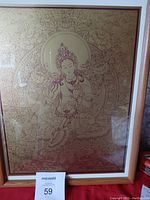 Front view of framed Buddha wall print showing detailed design and frame