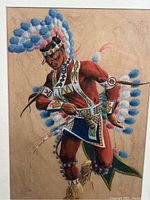 Full front view of the Native American Pow Wow dancer artwork showing intricate colorful regalia and feathers.