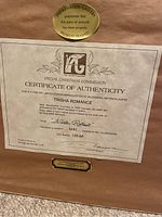Certificate of authenticity label and museum framing guarantee sticker on the back of the artwork.