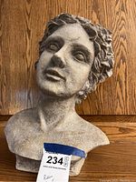 Frontal view of the resin head bust vase showing detailed facial features and textured surface.